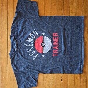 Pokémon, Official Pokémon Trainer, Pokéball Graphic Tee, Gray, EUC, Kids' Size L